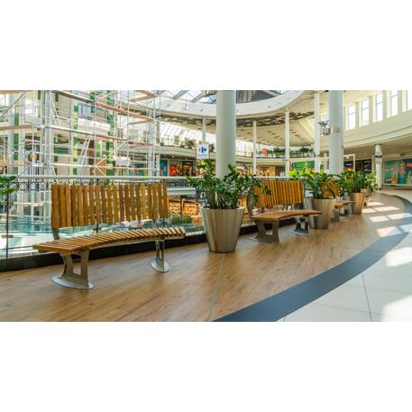 Panchina in metallo con schienale, realizzata in legno di Iroko 'Premium Collection / STF/13-04-40_01/MDL'