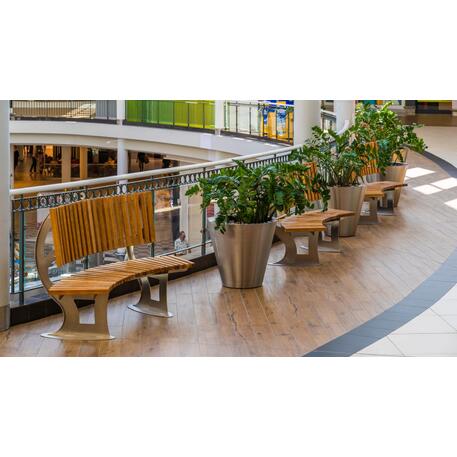 Panchina in metallo con schienale, realizzata in legno di Iroko 'Premium Collection / STF/13-04-40_01/MDL'