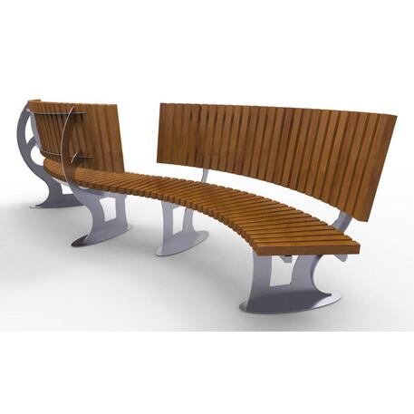 Panchina in metallo con schienale, realizzata in legno di Iroko 'Premium Collection / STF/13-04-40_01/MDL'