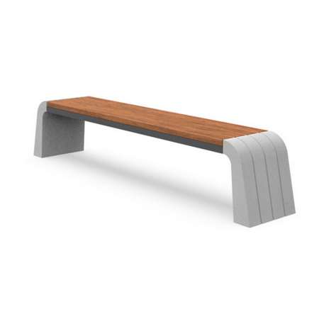 Concrete bench without backrest and with wooden seating 'Vega Design / 1336'