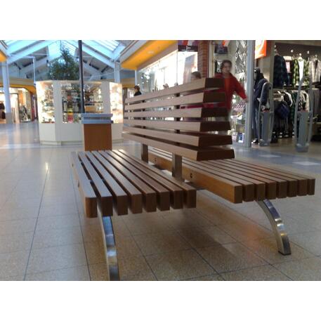 Двусторонняя металлическая скамейка с спинкой, изготовленная из древесины Ироко 'Premium Collection / STF/13-04-03/MDL'