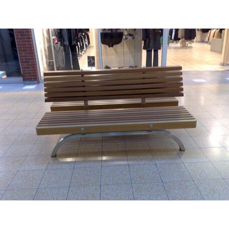 Двусторонняя металлическая скамейка с спинкой, изготовленная из древесины Ироко 'Premium Collection / STF/13-04-03/MDL'