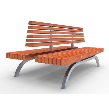 Двусторонняя металлическая скамейка с спинкой, изготовленная из древесины Ироко 'Premium Collection / STF/13-04-03/MDL'