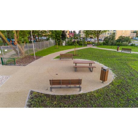 Metalinis suoliukas su atlošu, pagamintas iš Iroko medienos 'Premium Collection / STF/07-19-08/MDL'