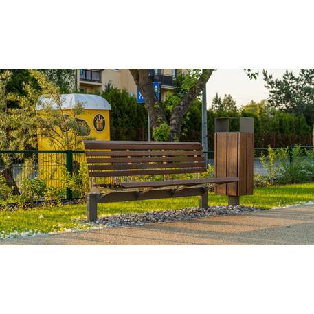 Metalinis suoliukas su atlošu, pagamintas iš Iroko medienos 'Premium Collection / STF/07-19-08/MDL'