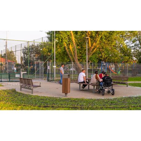 Metalinis suoliukas su atlošu, pagamintas iš Iroko medienos 'Premium Collection / STF/07-19-08/MDL'