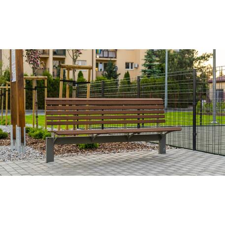 Metalinis suoliukas su atlošu, pagamintas iš Iroko medienos 'Premium Collection / STF/07-19-08/MDL'