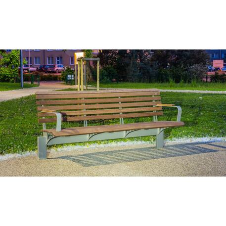 Metalinis suoliukas su atlošu, pagamintas iš Iroko medienos 'Premium Collection / STF/07-19-08/MDL'