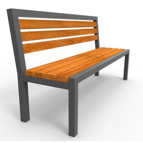 Metalinis suoliukas su atlošu, pagamintas iš Iroko medienos 'Premium / STF/04-04-06_01/MDL'