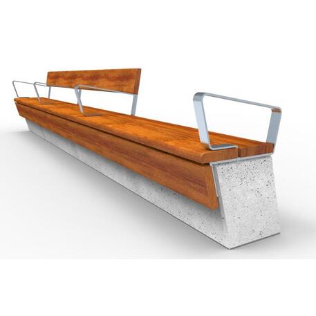 Betoninis suolas su / be atlošo su Iroko medienos sėdima dalimi 'Premium Collection / STF/13-04-58_05/MDL'