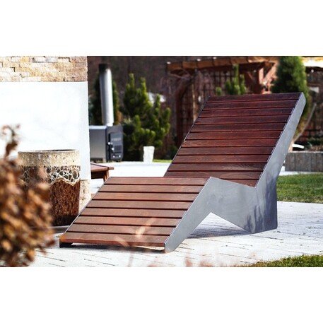 Metalinis gultas, šezlongas su medine gulimaja dalimi 'STF/LM006/MDL'