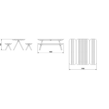 Metalinis stalas ir suolai su medine / HPL apdaila 'BD/SETLY_TSE180.00/MDL'