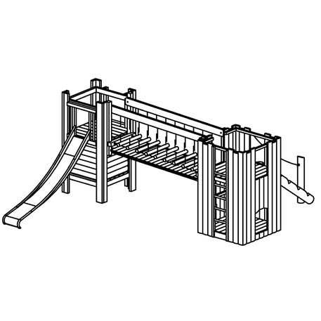 Элемент детской площадки 'L2.18501_Tower Combination 185, made of larch all elements with steel feet'