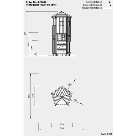 Children's playground element '3.20860 _Pentagonal Tower on Stilts'