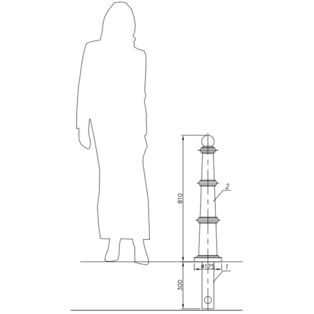 Metallabsperrpfosten für Städte 'MBG-30/S7'