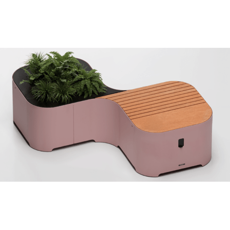 Metalinis suoliukas su vazonu, Okumè mediena 'Okume_608-2M-F'