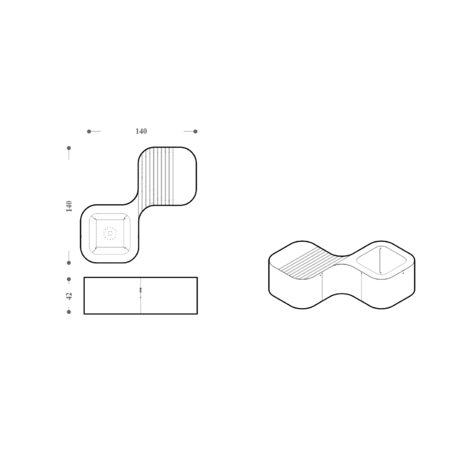 Metalinis suoliukas su vazonu, Okumè mediena 'Okume_608-2M-F'
