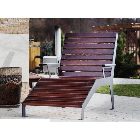 Metalinis gultas, šezlongas su medine gulimaja dalimi 'STF/LM009/MDL'