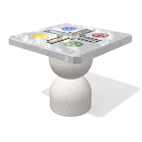Betoninis šachmatų žaidimo stalas su natūralaus marmuro ir granito skalda, šlifuotu terrazzo paviršiumi 'Premium / 80x80xH/70cm / BS-111'