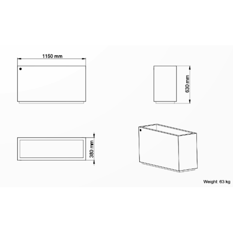 Metalinis lauko vazonas, gėlinė 'Premium / 150x38xH/63cm / BS-403'