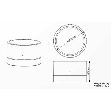 Apvalus betoninis terrazo vazonas (gėlinė) 'Premium / Ø230xH/125cm_BS-336'
