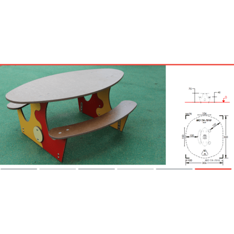 Žaidimų stalas su suolais vaikų aikštelėms 'MO_TA-7010-15'