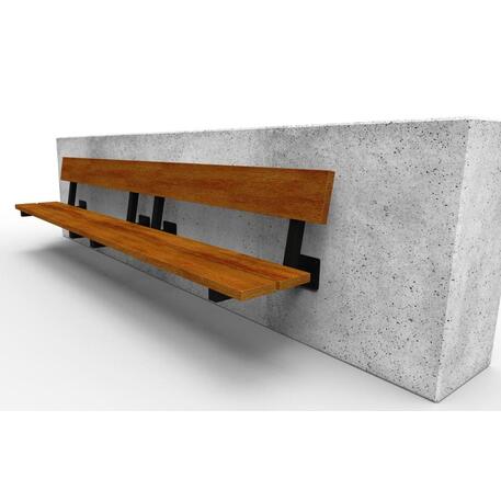 Metalinis suoliukas su atlošu, pagamintas iš Iroko medienos, tvirtinamas prie betoninių postamentų arba sienų 'Premium / STF/04-03-02_08/MDL'