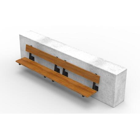 Metalinis suoliukas su atlošu, pagamintas iš Iroko medienos, tvirtinamas prie betoninių postamentų arba sienų 'Premium / STF/04-03-02_08/MDL'
