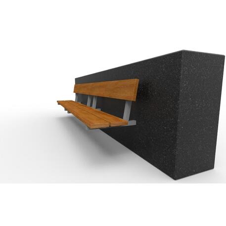 Metalinis suoliukas su atlošu, pagamintas iš Iroko medienos, tvirtinamas prie betoninių postamentų arba sienų 'Premium / STF/04-03-02_08/MDL'