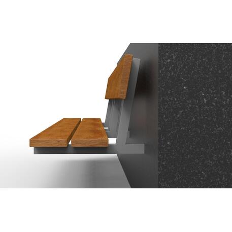 Metalinis suoliukas su atlošu, pagamintas iš Iroko medienos, tvirtinamas prie betoninių postamentų arba sienų 'Premium / STF/04-03-02_08/MDL'