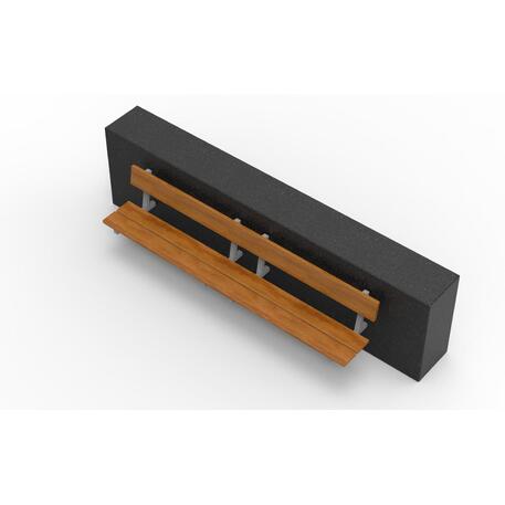 Metalinis suoliukas su atlošu, pagamintas iš Iroko medienos, tvirtinamas prie betoninių postamentų arba sienų 'Premium / STF/04-03-02_08/MDL'