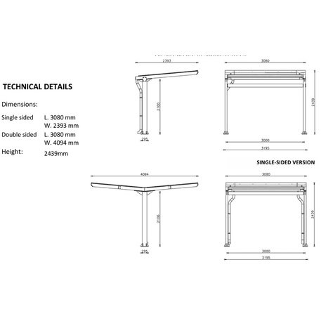 Dvipusė dviračių saugojimo stoginė 'University'