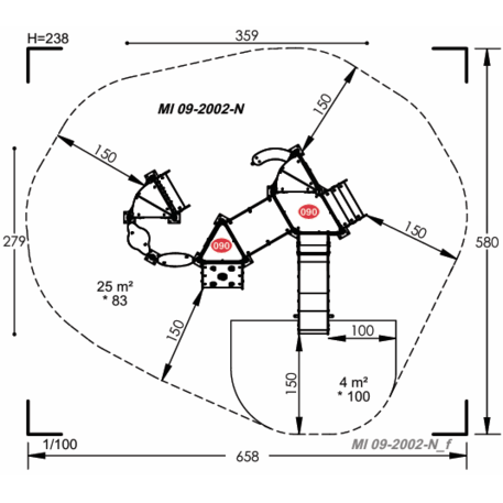 Žaidimų aikštelių kompleksas vaikams nuo 2 metų amžiaus – kolekcija 'MINI / MBG-2206_MI 09-2002-N22'