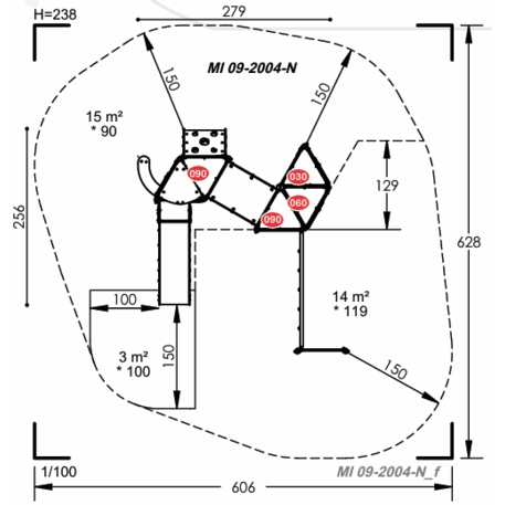 Žaidimų aikštelių kompleksas vaikams nuo 2 metų amžiaus – kolekcija 'MINI / MBG-2211_MI 09-2004-N99'