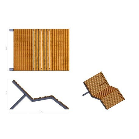 Metalinis gultas, šezlongas su medine gulimaja dalimi 'STF/LM012A/MDL'