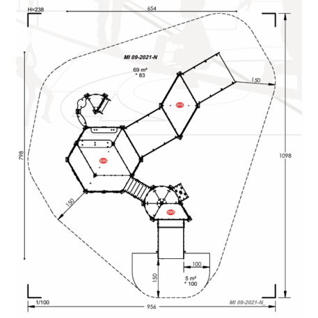 Žaidimų aikštelių kompleksas vaikams nuo 2 metų amžiaus – kolekcija 'MINI / MBG-2231-MI 09-2021-N22'