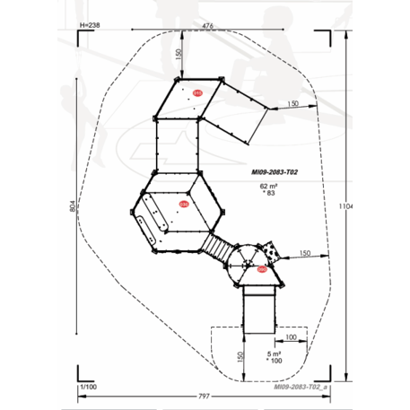 Žaidimų aikštelių kompleksas vaikams nuo 2 metų amžiaus – kolekcija 'MINI / MBG-2295_MI 09-2083-T02'