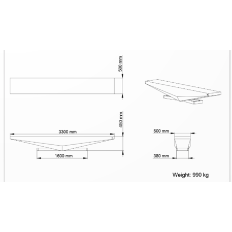Betoninis suoliukas su natūralaus marmuro ir granito skalda, šlifuotu paviršiumi 'Premium / 330x50xH/45cm / BS-343'