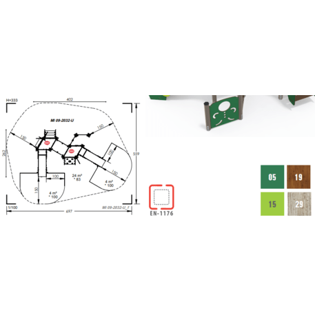 Žaidimų aikštelių kompleksas vaikams nuo 2 metų amžiaus – kolekcija 'MINI / MBG-2242_MI 09-2032-U99'