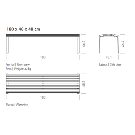 Metalinis suoliukas be atlošo 'Premium / Calmina 60cm/180cm/300cm'