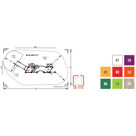 Žaidimų aikštelių kompleksas vaikams nuo 2 metų amžiaus – kolekcija 'MINI / MBG-2307_MI 09-2094-T01'
