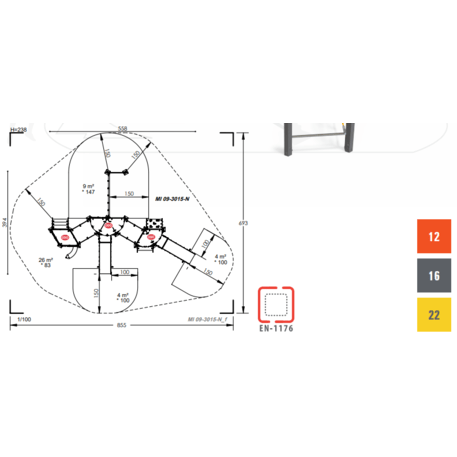 Žaidimų aikštelių kompleksas vaikams nuo 2 metų amžiaus – kolekcija 'MINI / MBG-2326_MI 09-3015-N22'