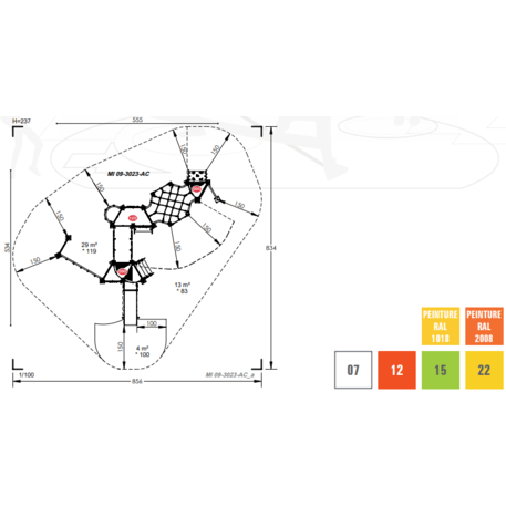 Žaidimų aikštelių kompleksas vaikams nuo 2 metų amžiaus – kolekcija 'MINI / MBG-2336_MI 09-3023-AC07'