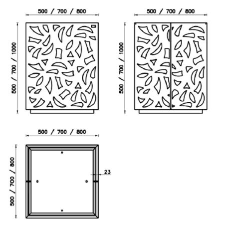 Kvadratinis metalinis lauko vazonas (gėlinė) 'Doha Quadra'