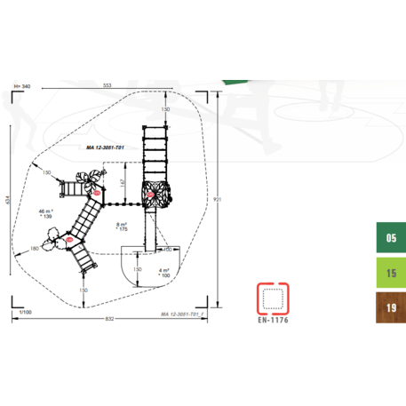 Žaidimų aikštelių kompleksas vaikams nuo 2 iki 10 metų amžiaus – kolekcija 'MAXI / MBG-2485_MA 12-3051-T01'