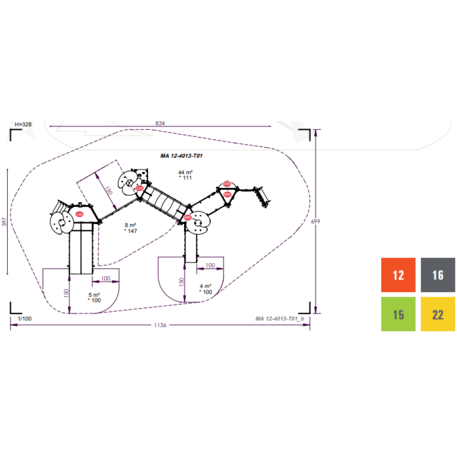 Kompleks placu zabaw dla dzieci od 2. roku życia – kolekcja 'MAXI / MBG-2501_MA 12-4013-T01'