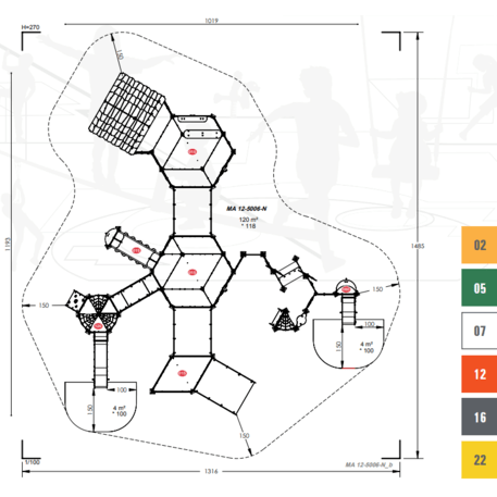 Kompleks placu zabaw dla dzieci od 2. roku życia – kolekcja 'MAXI / MBG-2511_MA 12-5006-N22'