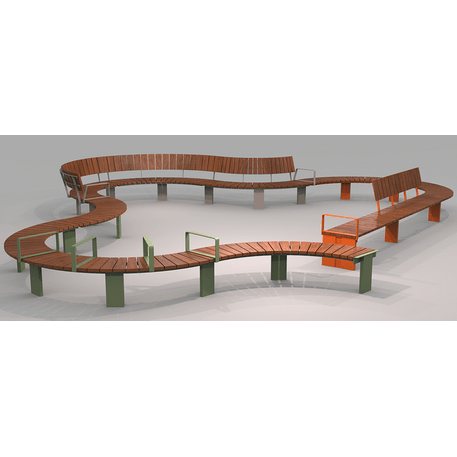 Metalinis suolas (suoliukas) be atlošo, pagamintas iš Iroko medienos 'Helio / 012136'