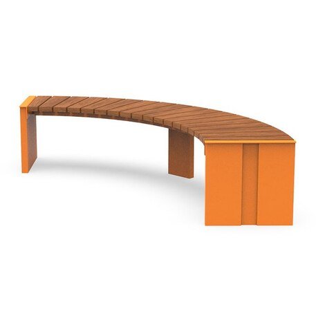 Metalinis suolas (suoliukas) be atlošo, pagamintas iš Iroko medienos 'Helio / 012136'