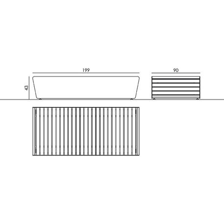Modulinis metalinis suolas (suoliukas) be atlošo, pagamintas iš Iroko medienos 'Fin Urban design / 001282'